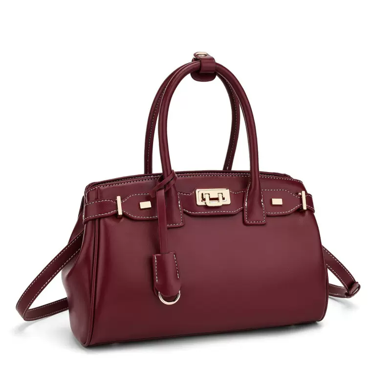 2025新款包包女包大容量荔枝纹长款铂金包时尚手提女包单肩斜挎包