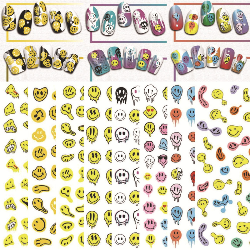 Deformation smiley face nail sticker cross-border e-commerce facial expression package deformation smiley face nail sticker WG969-976