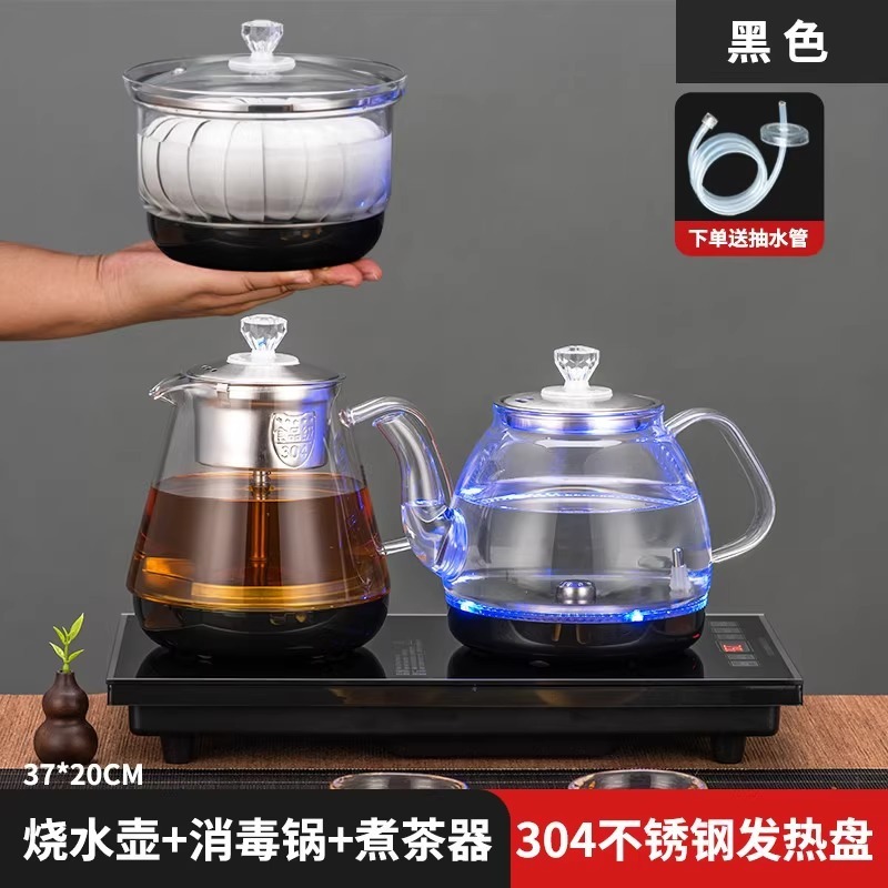 インテリジェント全自動給水ガラス電気ケトルとティーテーブルオールインワンマシン、お茶を淹れたりお茶を淹れたりするための特別なティーテーブルが埋め込まれています|undefined