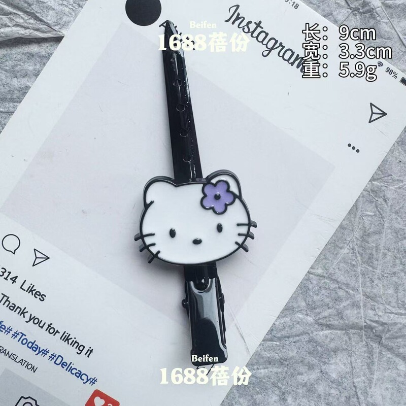 クリーム風ピンクブルー猫リボンメイク前髪クリップシームレス甘いガーリーハート毛根ふわふわクリップ漫画|undefined