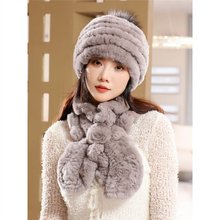 獭兔毛皮草围巾时尚獭兔毛手工编织皮草保暖兔毛荷叶边围巾女冬季