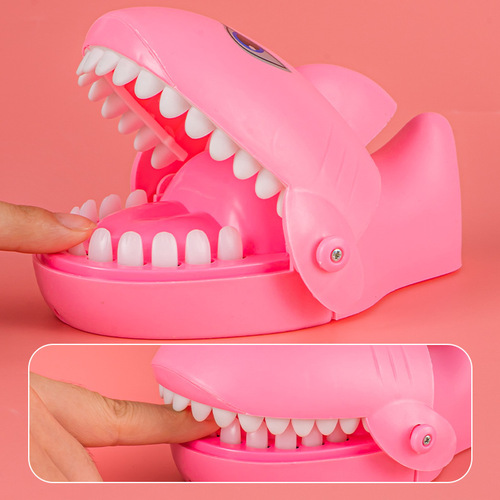 Children's toy electric light-emitting finger-biting tooth-extracting crocodile parent-child adult trick big-mouthed soft-toothed hand-biting shark