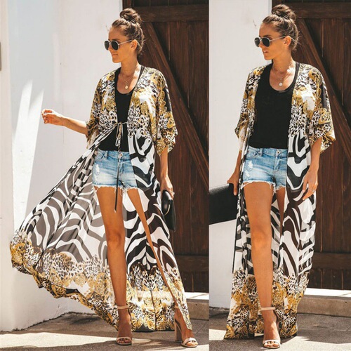 European and American new women's clothing summer poster vacation beach clothes blouse shawl sunscreen clothes