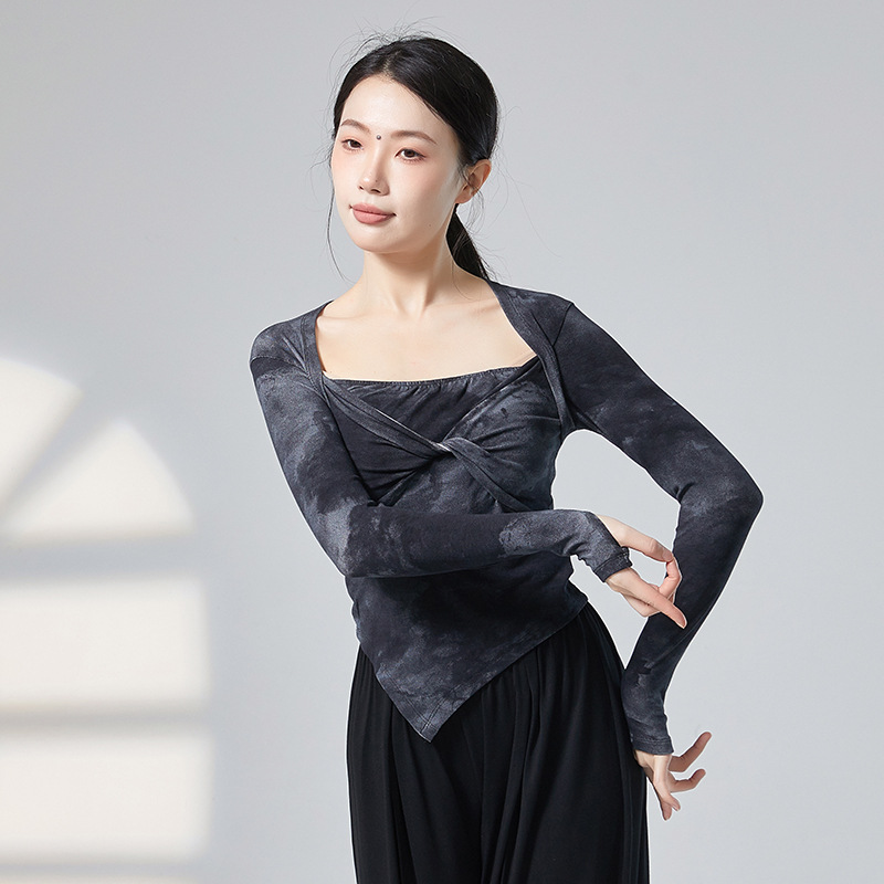 Modern Dance Long-Sleeved Knitted Top Chinese Classical Dance Practice Clothes for Women Autumn and Winter 2024 Dance Clothes