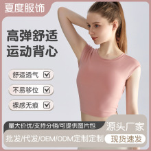 夏季新款瑜伽服背心女带胸垫运动内衣镂空美背防震瑜伽服背心上衣