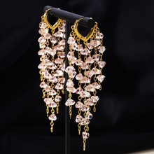 超仙水晶流苏耳扣女耳环新款潮韩国网红气质高级感轻奢耳饰女