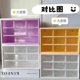 2026桌面收纳盒简约客厅六宫格多格抽屉式文具桌上盒子透明整理收