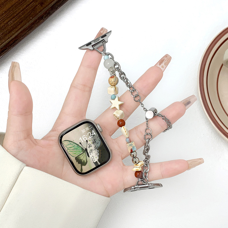 Suitable for iwatch9 Representative with Apple Watch Double Layer Star Stone Bracelet Fashion Men's and Women's Color Contrast Ultra2 Suitable for iwatch9 Representative with Apple Watch Double Layer Star Stone Bracelet Fashion Men's and Women's Color Contrast Ultra2