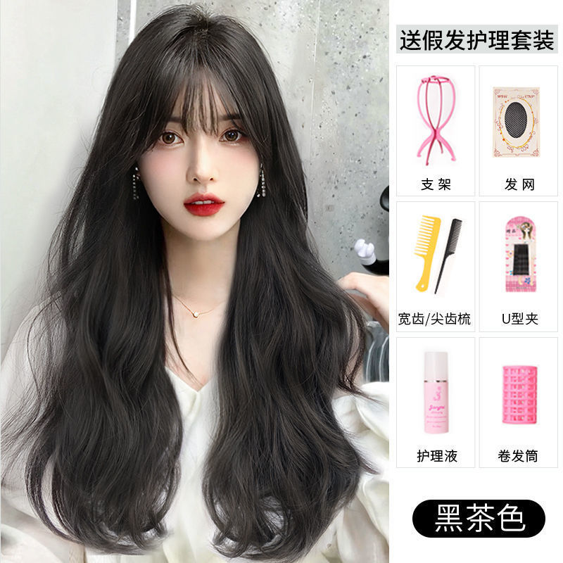 Ruolan Xuchang 女性用ウィッグ、フルヘアスタイル、大きなウェーブのかかったロング巻き毛、ファッショナブルでナチュラルなフルウィッグ、巻き毛、フルヘッドギア|undefined