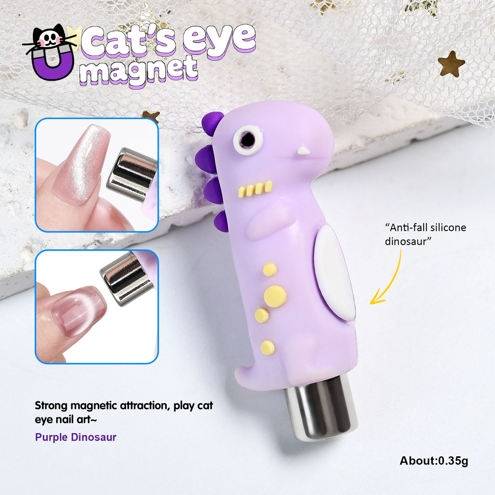 Herramientas de imán cilíndrico para ojos de gato de manicura, imán multifuncional, imán de fantasía, piedra de absorción de hierro, pegamento para ojos de gato 3 en 1