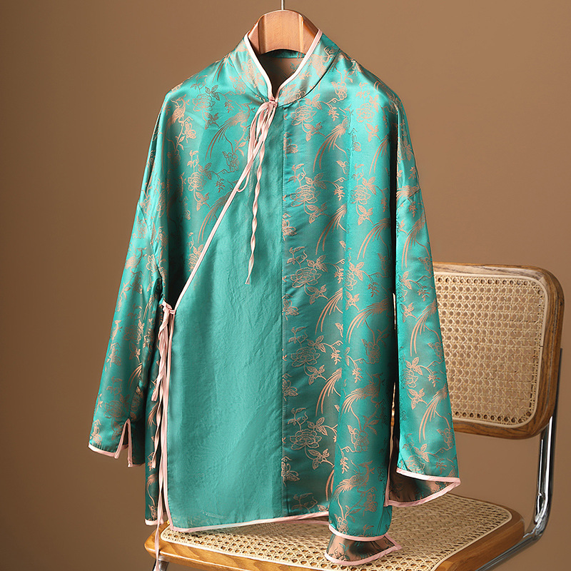 Long-Sleeved Mulberry Silk Shirt, Chinese Style Spring 2026 New Design Top, Niche Silk Blouse for Women