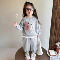 卫衣儿童女小兔子套装25年新款洋气时髦女童秋装卫衣卫裤两件套