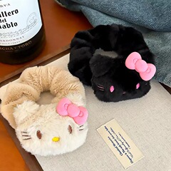 黒カレー毛茸kt大腸シュシュinsかわいい学生甘い少女心皮筋飾りアクセサリー頭ひも馬尾