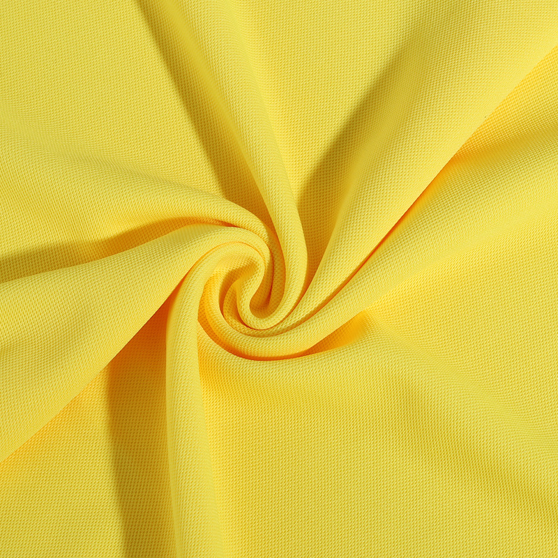 亮黄色全涤沦布料 吸湿吸汗弹力透气网眼布 校服裤里布材质面料