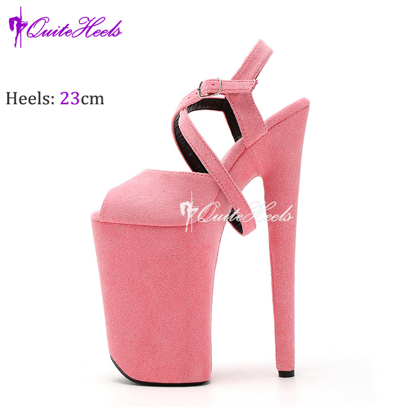 Giày cao gót nữ đế xuồng da lộn gót siêu cao 23cm kiểu miệng cá sàn diễn — rượu vang đỏ, màu hồng, Tím, Không trả lại hoặc trao đổi chi tiết 27
