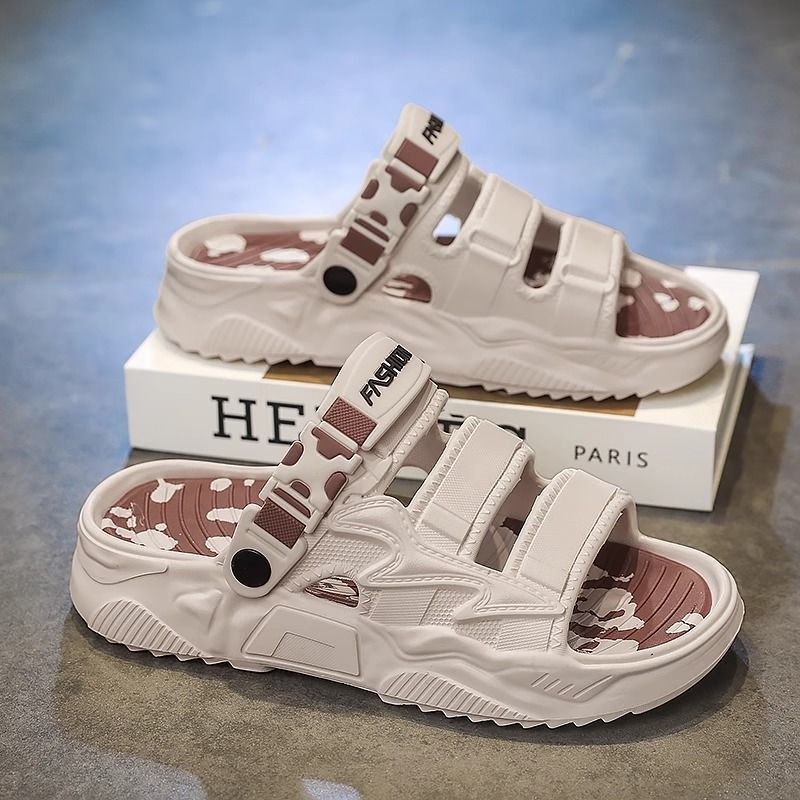 Coconut Slippers for Men, Summer Outdoor Wear, Trendy Brand Thick-Soled Sandals for Men, Outdoor Wear-Resistant Sports and Leisure Beach Shoes