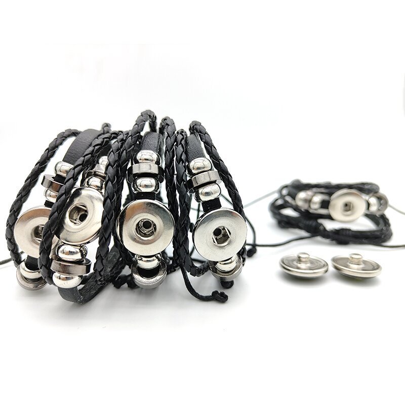 Button hidden buckle leather bracelet wholesale upper buckle inner diameter 18MM can hold your favorite pattern Time Gem