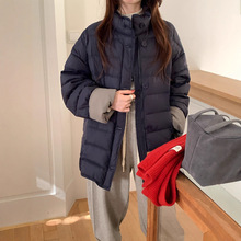 立领排骨羽绒服女冬季2025新款宽松显瘦百搭轻薄中长款保暖外套