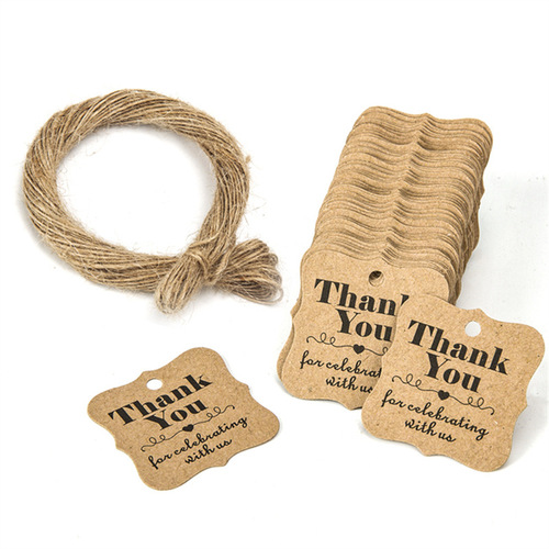 100pcs/pack wholesale thank you tags holiday gift tags with twine wedding decorations