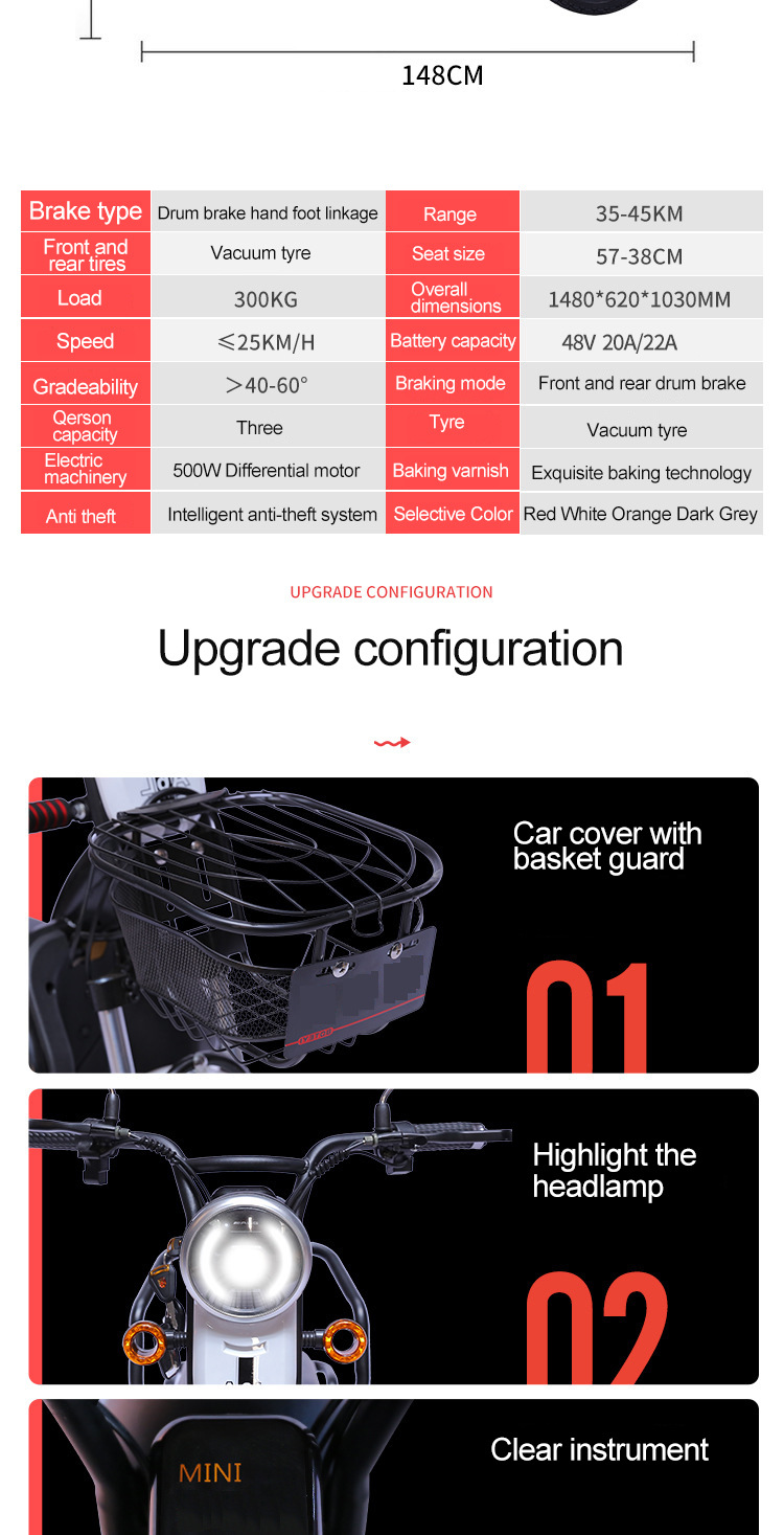 Electric Mobility Scooter Long Range 120km Customizable Battery