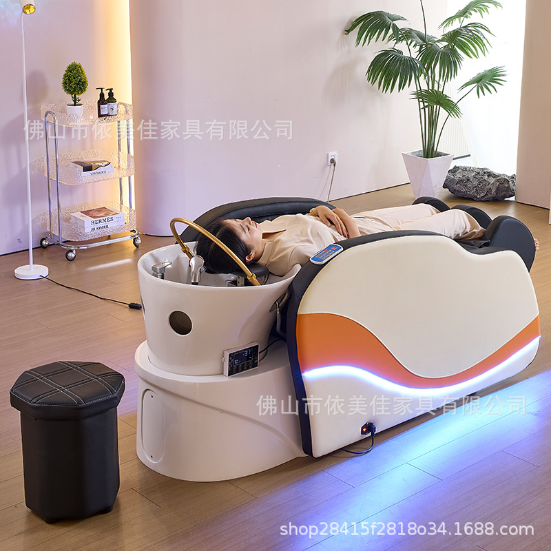 Cama de masaje eléctrica de masaje automático multifuncional para salón de peluquería, cama de tratamiento de cabeza especial para fumigación y circulación de agua a temperatura constante