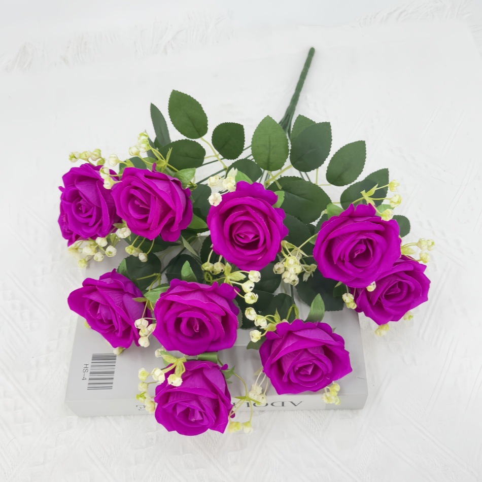 Ramo de Rosas Artificiales de 10 Cabezas de Seda Decorativo para Bodas y Hogar image 2