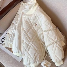 美式棉衣棉服女2025年新款潮秋冬季外套厚棉袄菱格棒球服