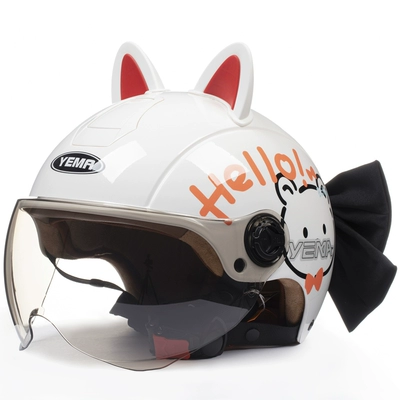 Motorcycle Helmet Helmet Half Helmet | Motosiklet dəbilqələri - one-size-fits-all-white-cat-white-red-black-butterfly-w-comes-with-warm-ear-protection-removable