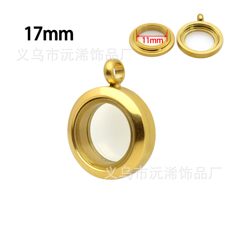 Gawu caja de acero inoxidable redonda de cristal caja de la foto cinabrio COLLAR COLGANTE hombres y mujeres Universal de múltiples tamaños disponibles