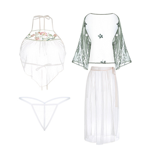 Elegant and Romantic, Classic Sexy Hanfu, Sheer Temptation, Pure Desire, Women's Sleepwear, Uniform Set 3043