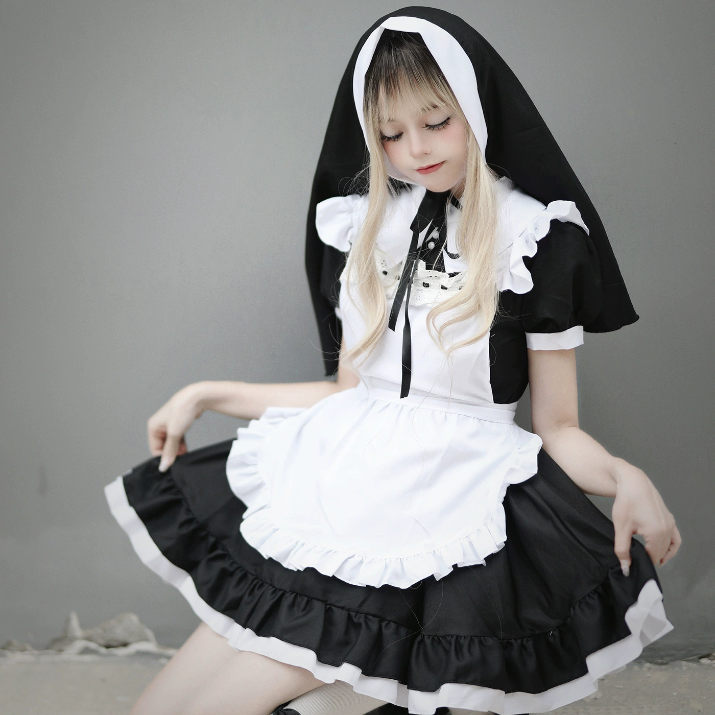 Оригинально инновационный кросс-бордер Halloween монахиня сервис Lolita двухмерная горничная платье мундир милый девочка