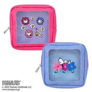 Japanese Style Snoopy Flower Mesh Embroidered Coin Purse Cute Cartoon Japanese and Korean Style Girl Translucent Makeup Storage Bag