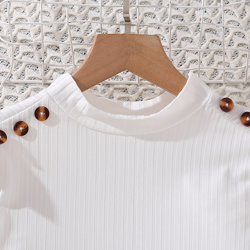 Conjunto de vestido de tirantes para niñas Otoño 2024 Nueva camiseta de manga larga para niñas medianas y grandes Ropa de mujer_voghion.com
