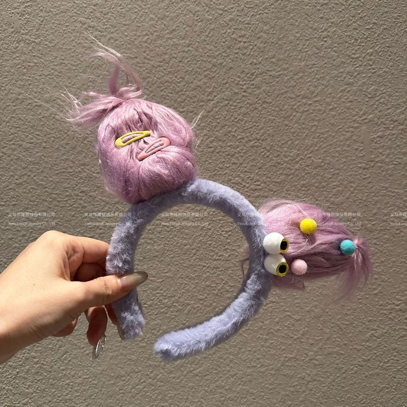 インターネット有名人の醜い人形ヘッドバンド面白い耳ヘッドバンドヘアアクセサリーガールハート漫画洗顔ぬいぐるみヘアバンドル帽子卸売|undefined