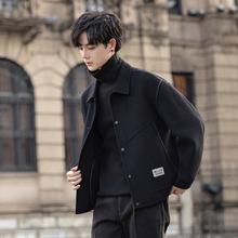 AD6637双面羊毛呢外套男2025冬季休闲短款男士新款夹克潮流韩版