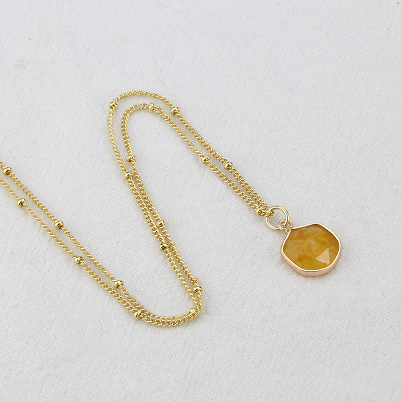 new natural color stone gold-plated natural stone pendant copper necklace