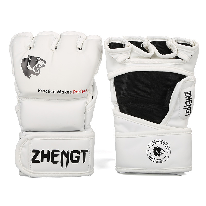 ZZTY Adulto Sanda Entrenamiento Guantes de boxeo MMA Guantes de lucha Saco de arena Juego de medio dedo ufc Guantes de boxeo profesional