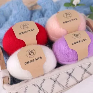 真丝幼马海毛羊毛线手工diy编织针织毛衣外套披肩开衫围巾材料包