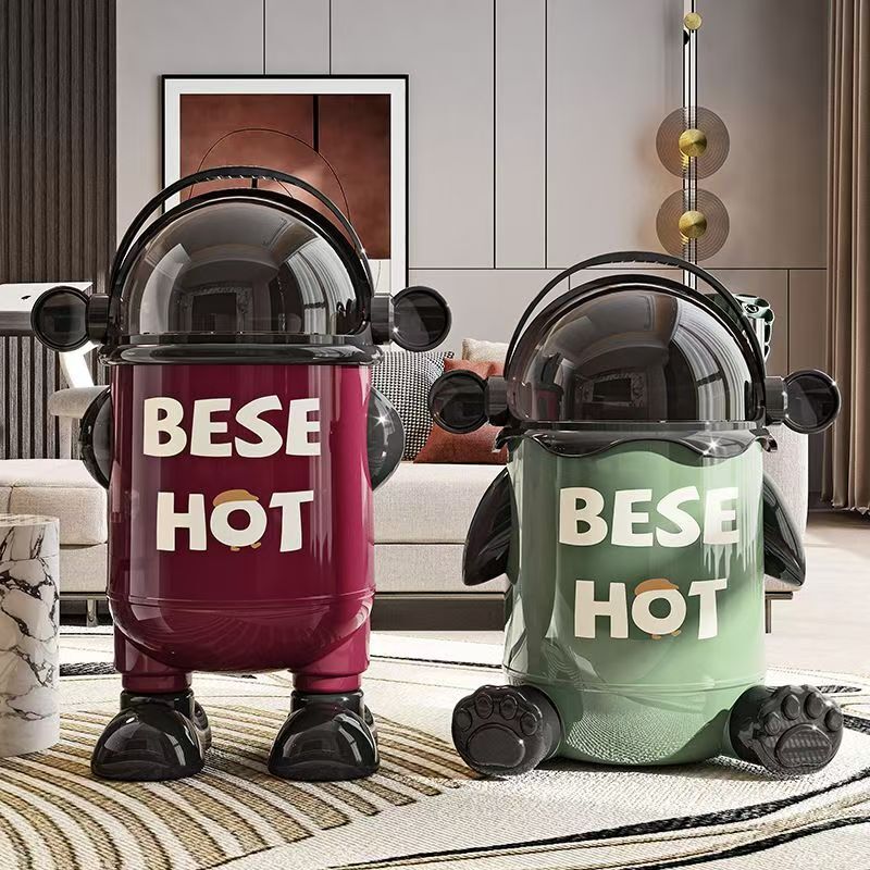 Astronaut Trash Can for Home Use, New High-Value Design for Living Room, Bathroom, Bedroom, Creative Cartoon 2025 with Lid