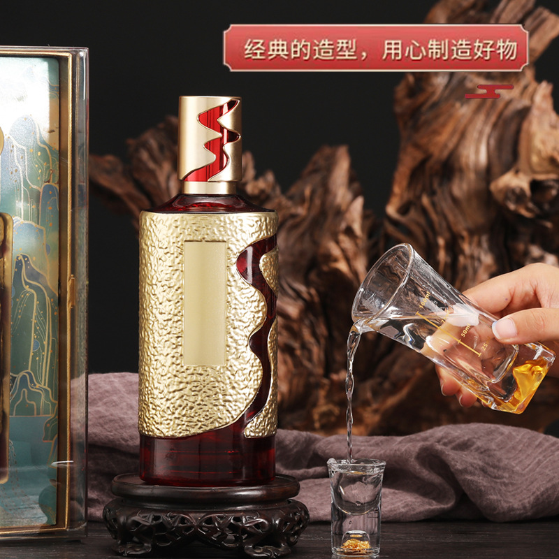 新款500ml白酒瓶通用包装 小批量直供曲水流觞喜宴婚庆酒瓶全套