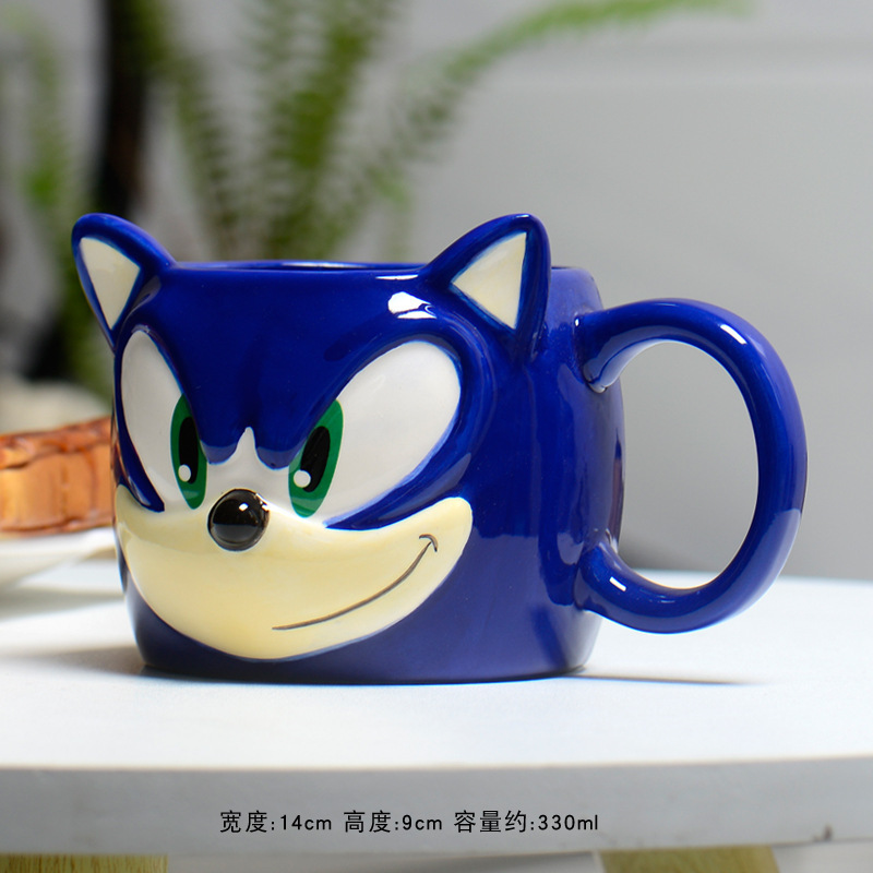 工場のアマゾンのソニック・ハリネズミマグカップの青いアニメの陶磁器のぬいぐるみのコップのゲームの周辺のコップ|undefined