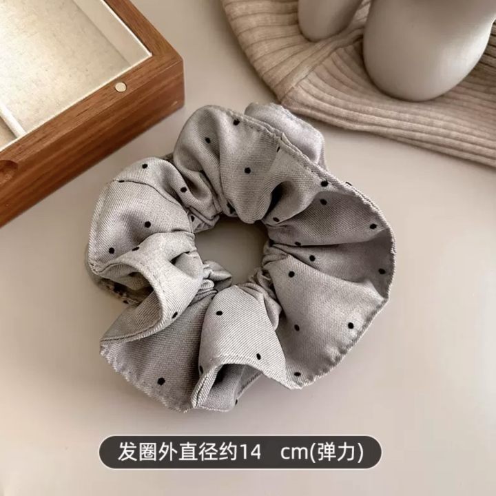 韩系波点纹理褶皱大肠发圈女高级感丸子头扎发头绳高弹力皮筋发饰|undefined