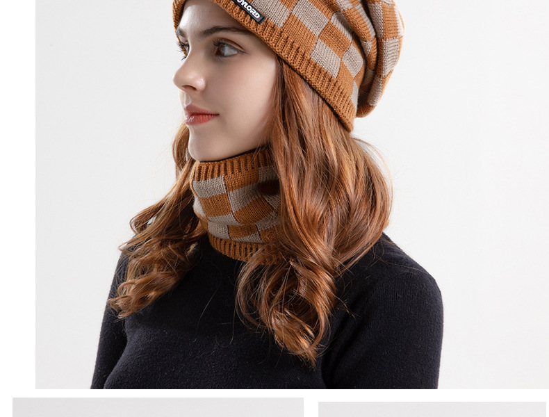 Winter hat bib set plus wool warm earmuffs woolen hat Europe and America cross-border women's knitted hat_voghion.com