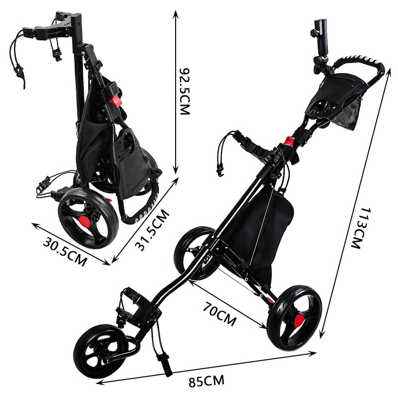 ゴルフカート三輪折り畳み可能アルミ合金手押し車携帯型カートgolf球場用品|undefined