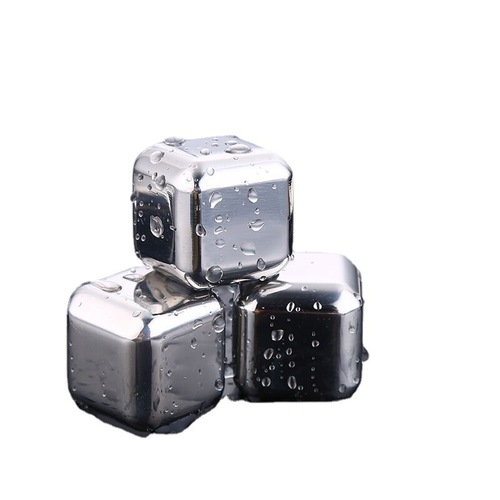 Food grade 304 stainless steel bulk ice quick-frozen ice particles metal whiskey ice wine stone clip set gift box