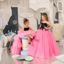 欧美外贸晚礼服蓬蓬裙表演服主持人生日钢琴模特走秀摄影齐地童装