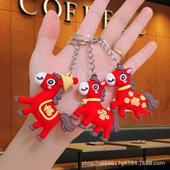 跨境爆款马年挂件新年挂饰卡通小马吉祥物新年pvc软胶盲盒公仔