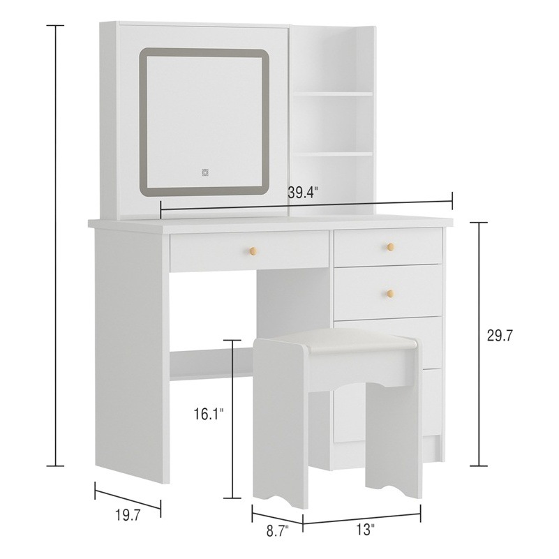 Pequeño apartamento tocador dormitorio simple moderno económico mesa de maquillaje hogar ahorro de espacio tocador con luz