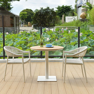 Mesa y silla al aire libre de tela de caña combinación de patio de hotel terraza jardín balcón café tela de caña mesa y silla de lujo al aire libre