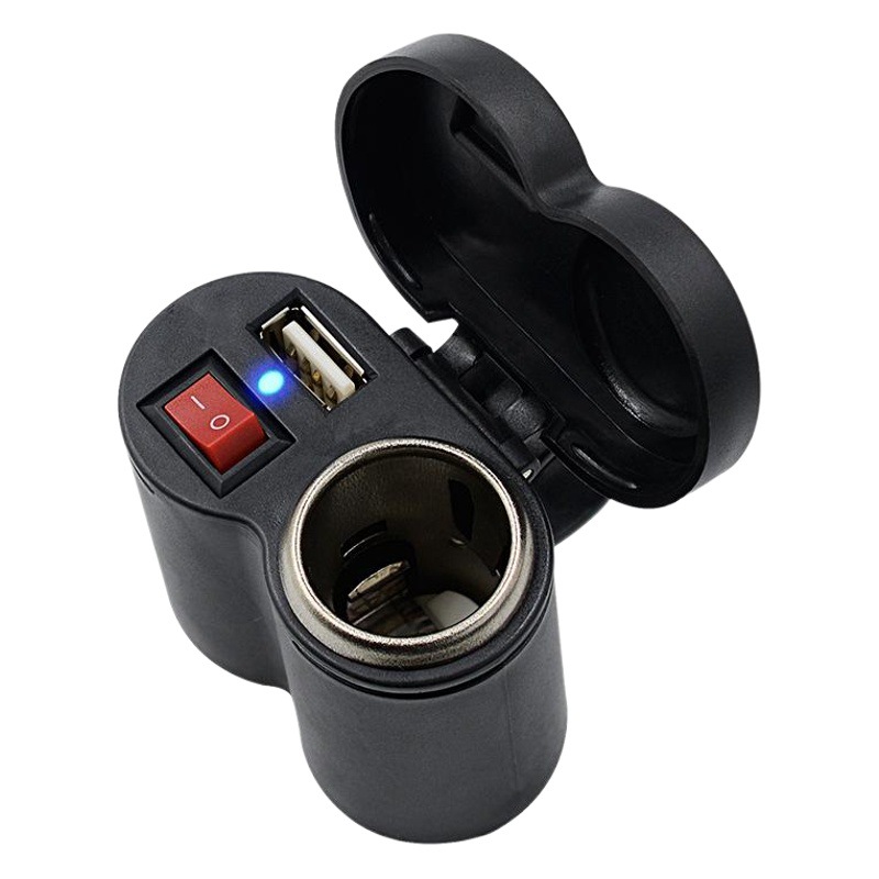 Encendedor de cigarrillos de la motocicleta transfronteriza con interruptor sin encendedor de cigarrillos 5v2a impermeable motocicleta multi-función cargador